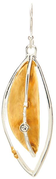 Silver Gold Foil Artistic Leaf Earrings Rain Jewelry E1815TT