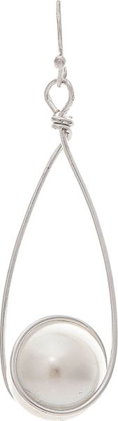 Silver Loopy Big Pearl Drop Earrings Rain Jewelry E3720S