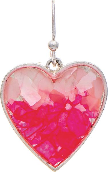 Pink Shell Epoxy Heart Earring Rain E5063S