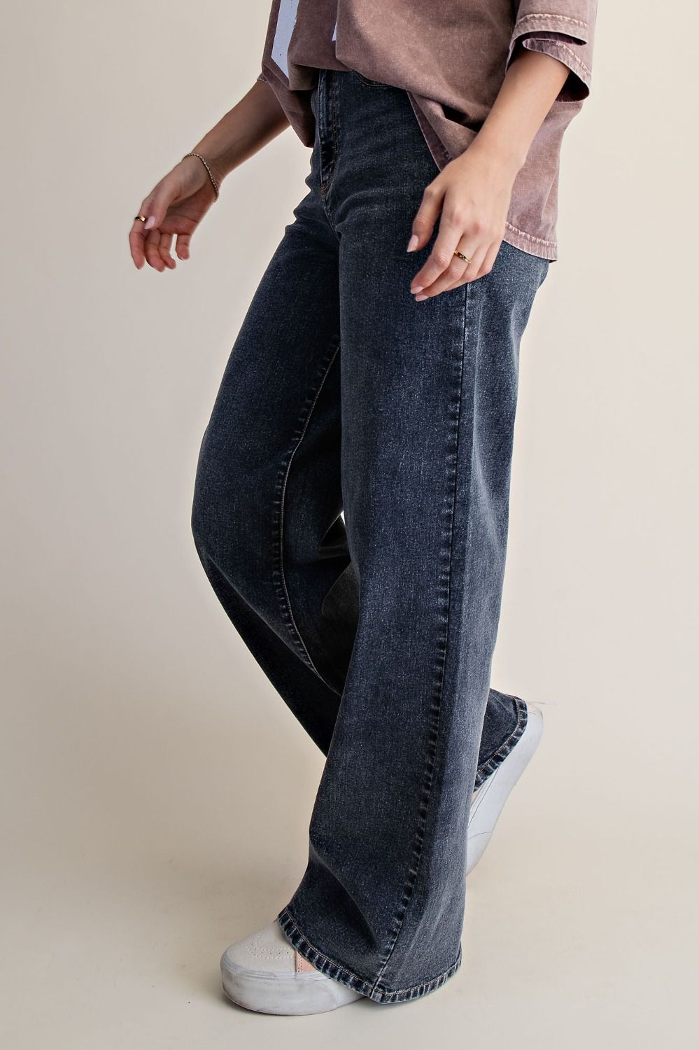 Dark Enzyme Washed Stretch Denim Easel eb58234