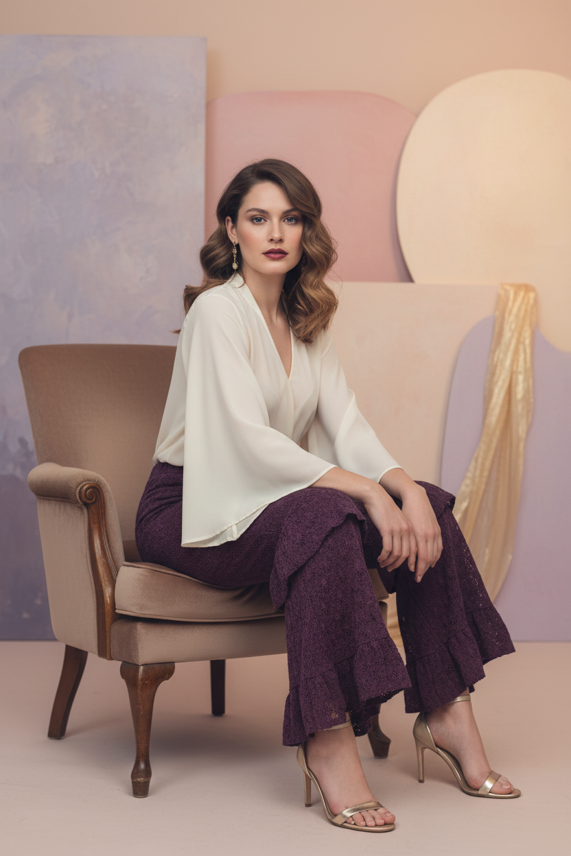 Violette Ruffle Flare Pants Easel eb58216