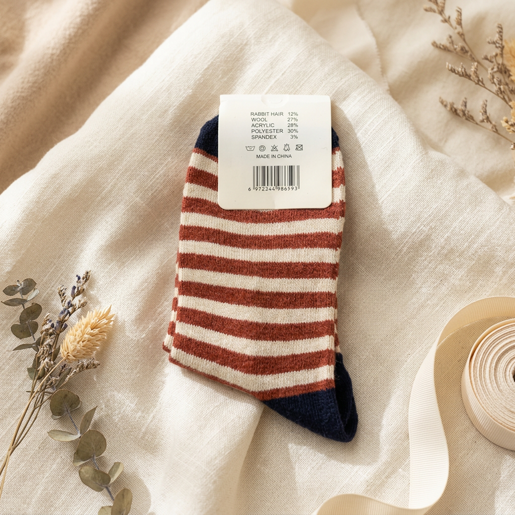 Rust & Cream Striped Knit Socks with Mustard Cuffs Jasper Trading LLC 1502