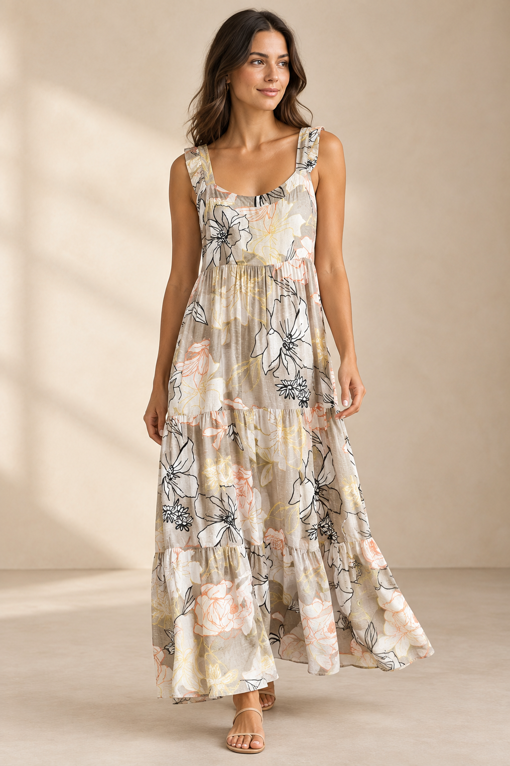 Tribal Floral Scoop-Neck Maxi Dress - Tribal 1281O-3713-1367