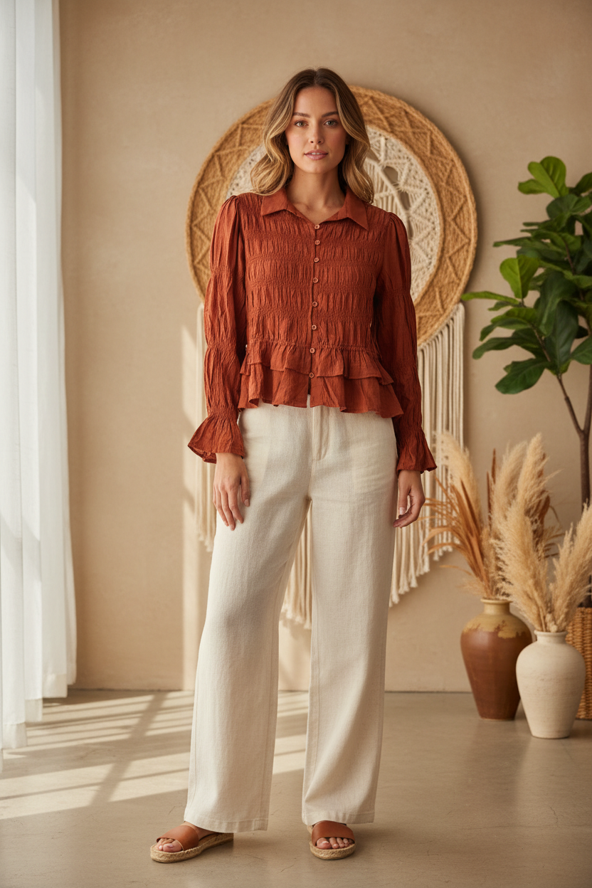 Wooden Button Down Smoked Shirt Easel ST200011