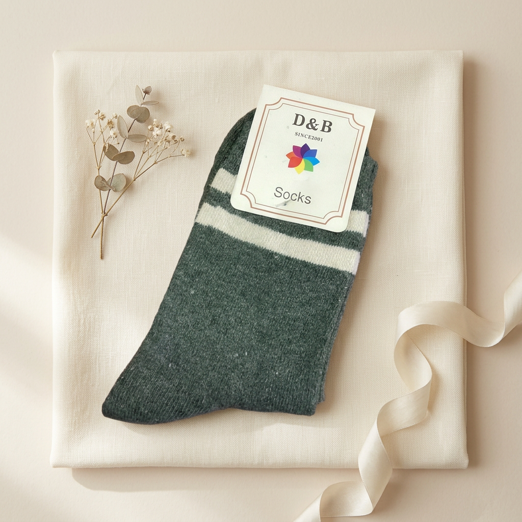 Forest Green & Cream Striped Knit Socks Jasper Trading LLC 1502