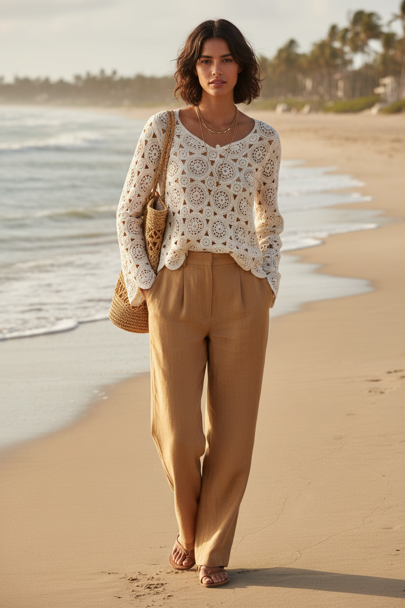 Charlie B C4498-776B White Knit Top