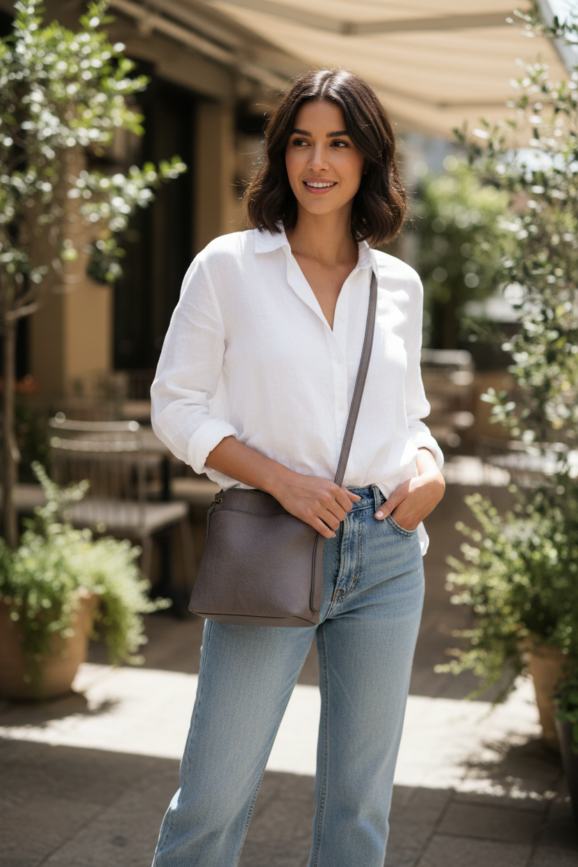 Charcoal Sutton Distressed Crossbody | Jen & Co - M2856-CHAR
