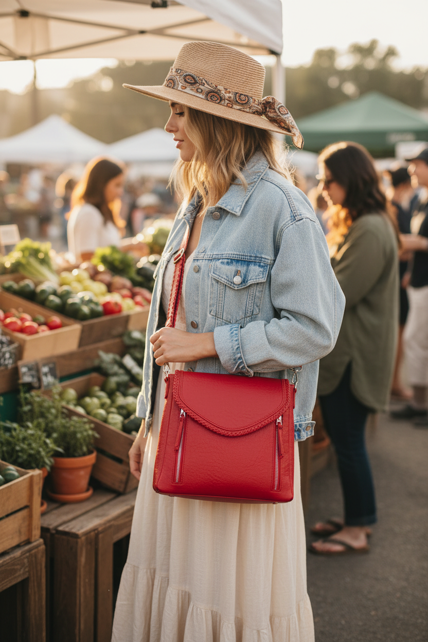 Red Lorelei Crossbody Bag | Jen & Co - M2167-RD