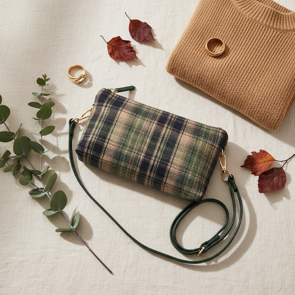 Olive Riley Plaid Crossbody/Wristlet | Jen & Co - M013-PLD.OLV