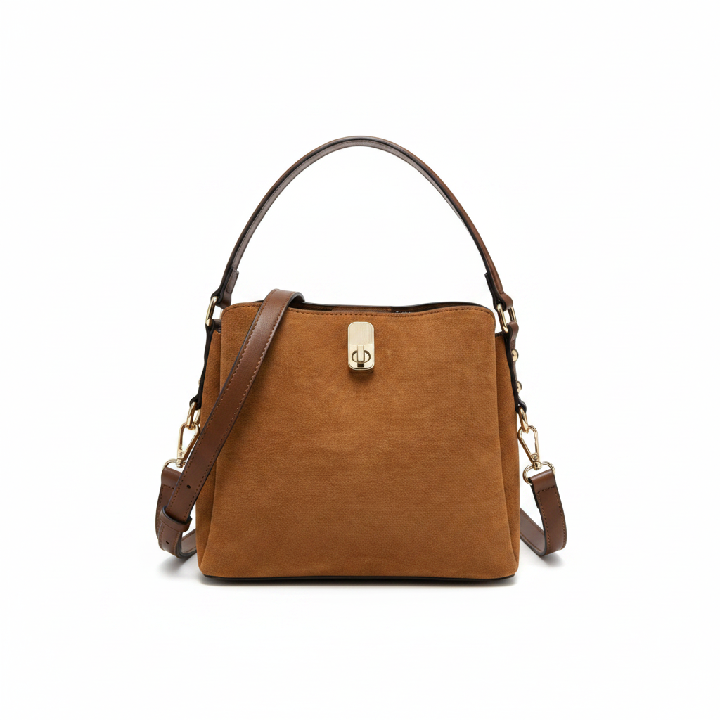 Brown Allison Faux Suede Satchel | Jen & Co - M2819SDE-BR