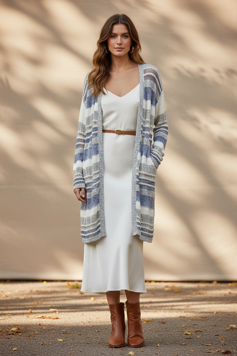 Novelty Yarn Long Sleeve Cardigan Charlie B C2813-281C