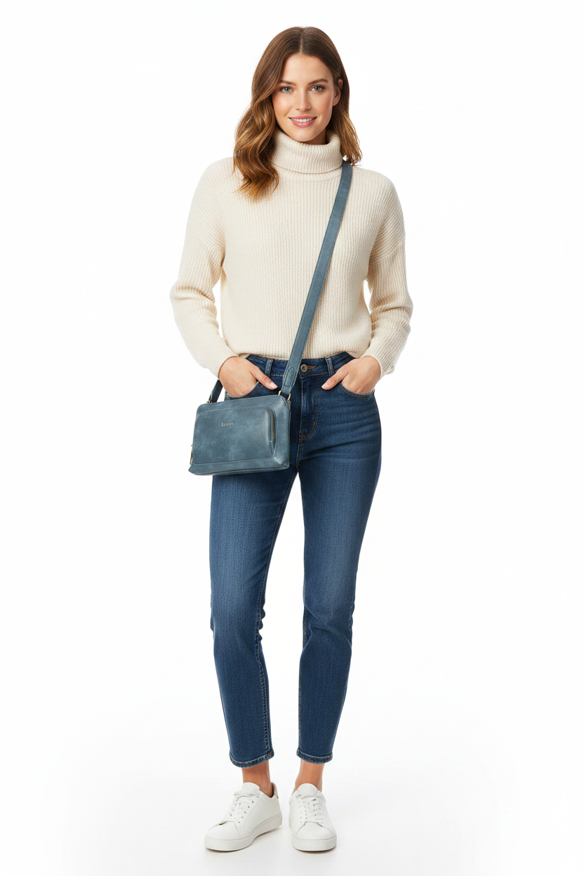 Jenni Dark Denim Crossbody Bag | Liz Soto Handbags 3320