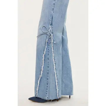 Mid Rise Wide Flare Jeans With Bow KanCan KC9453M