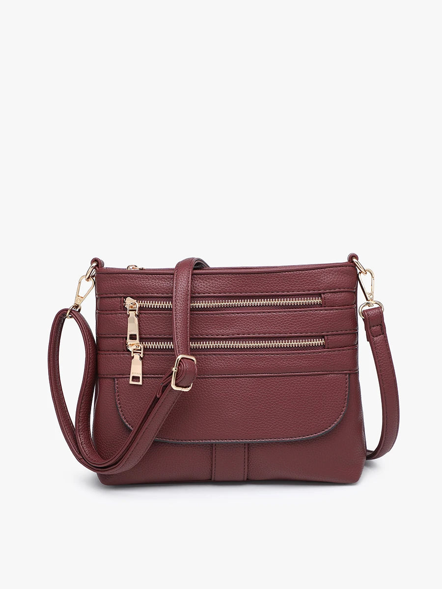 Plum Octavia Multi-Zip Crossbody | Jen & Co - M2870-PL