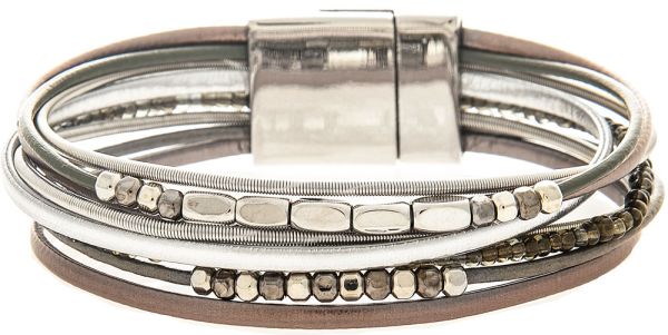 Silver Hematite Grey Box Bead Bracelet Rain Jewelry MB113