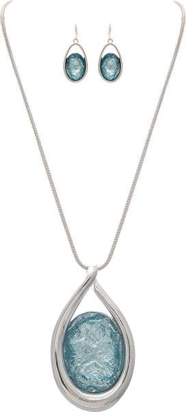 Blue Crystal Necklace Silver Rain Jewelry N1793S