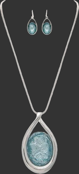 Blue Crystal Necklace Silver Rain Jewelry N1793S