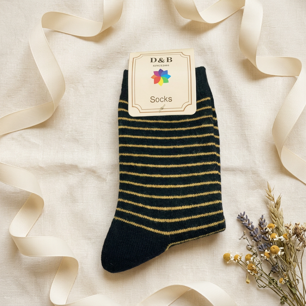Black & Mustard Striped Knit Socks Jasper Trading LLC 1502