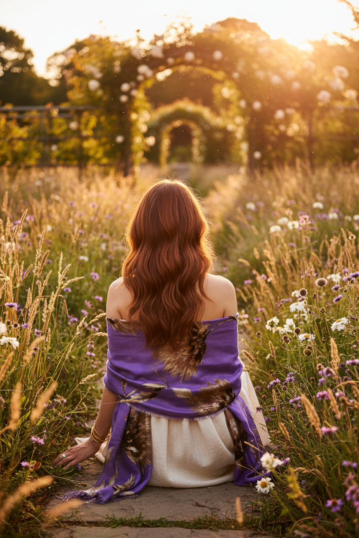 Purple Gold Scarf - Garden