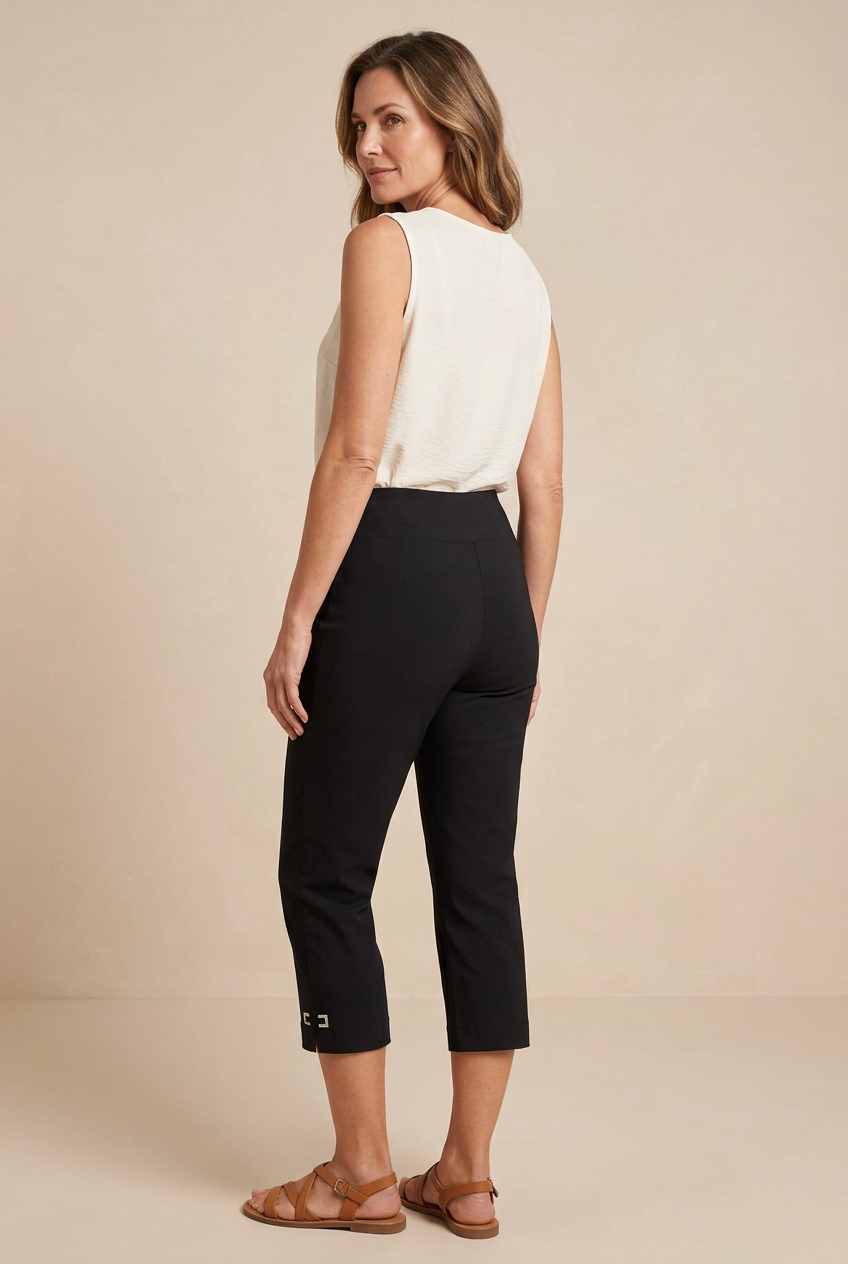 Ethyl - Simply Polished Black Capris - Black