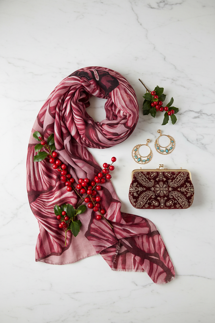 Red Scarf - Flat Lay