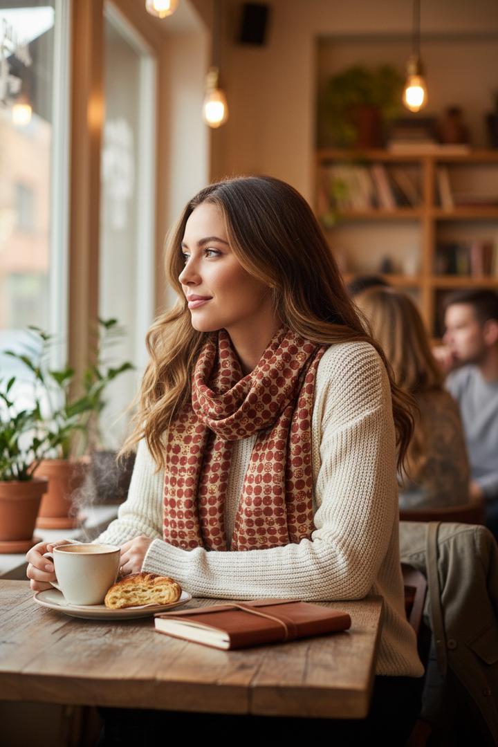 Rust Gold Scarf - Café