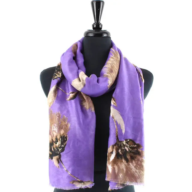 Golden Meadow Purple Scarf w/Gold Metallic Pretty Persuasions s24089-01