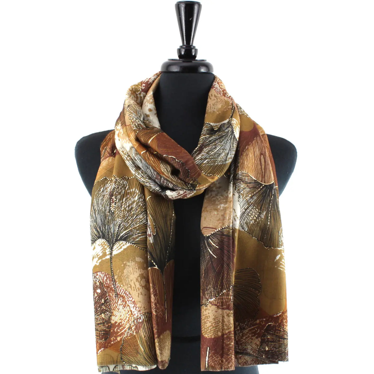 Ginkgo Scarf Tawny w/Gold Metallic Pretty Persuasions s24220-03