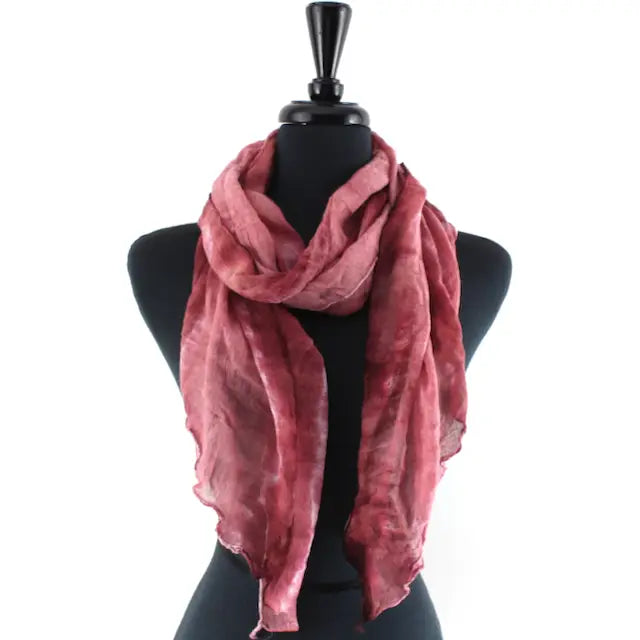 Tie-Dye Red Rolled Hem Scarf Pretty Persuasions s25198-05