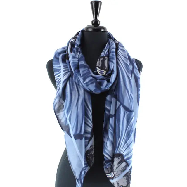Lightweight Printed Blue Scarf Pretty Persuasions s25208-06