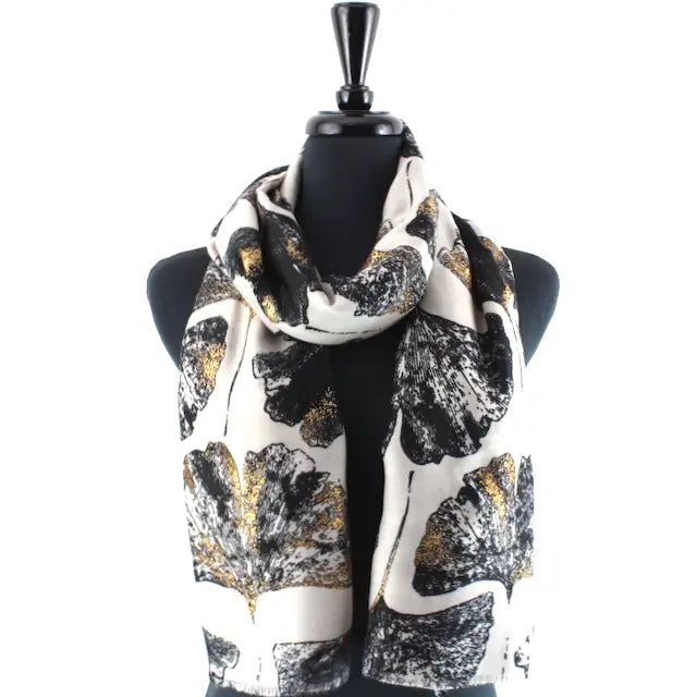 Beige Printed Scarf Pretty Persuasions s25213-02