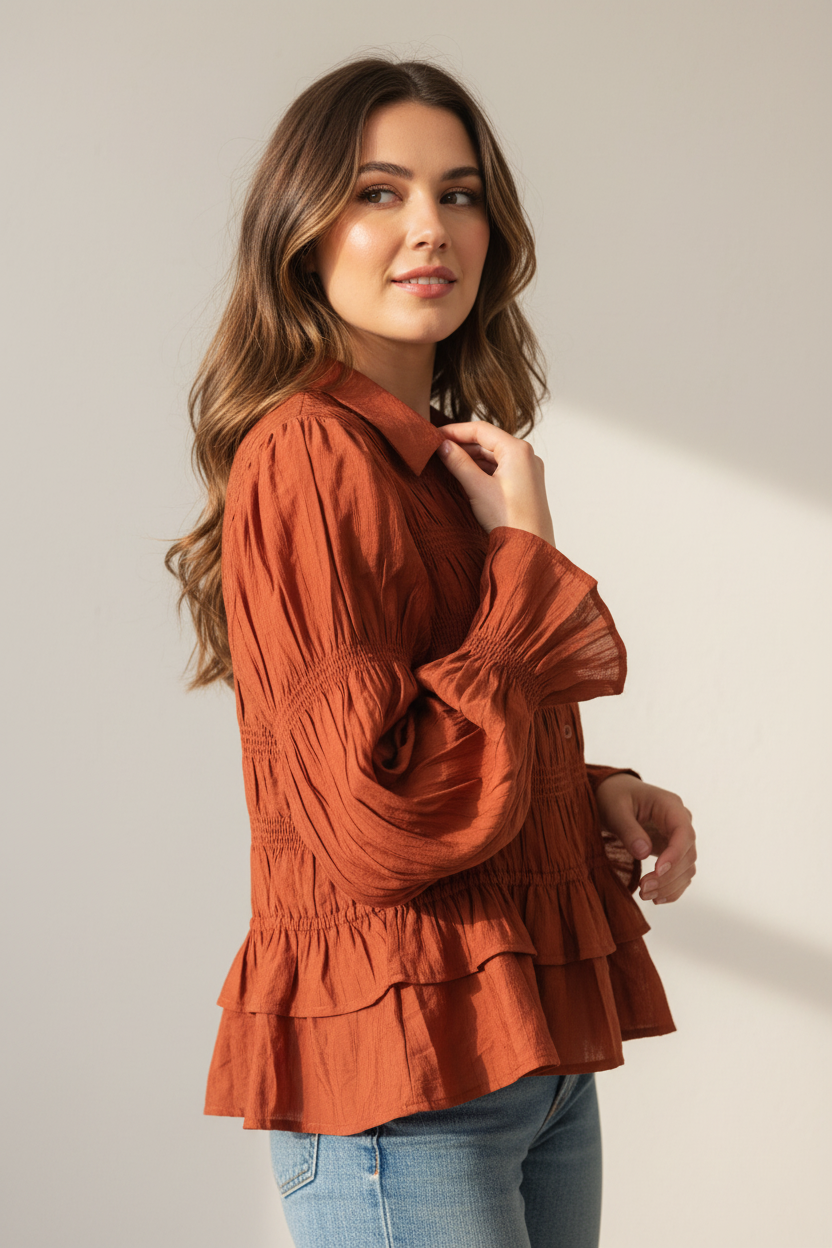 Wooden Button Down Smoked Shirt Easel ST200011
