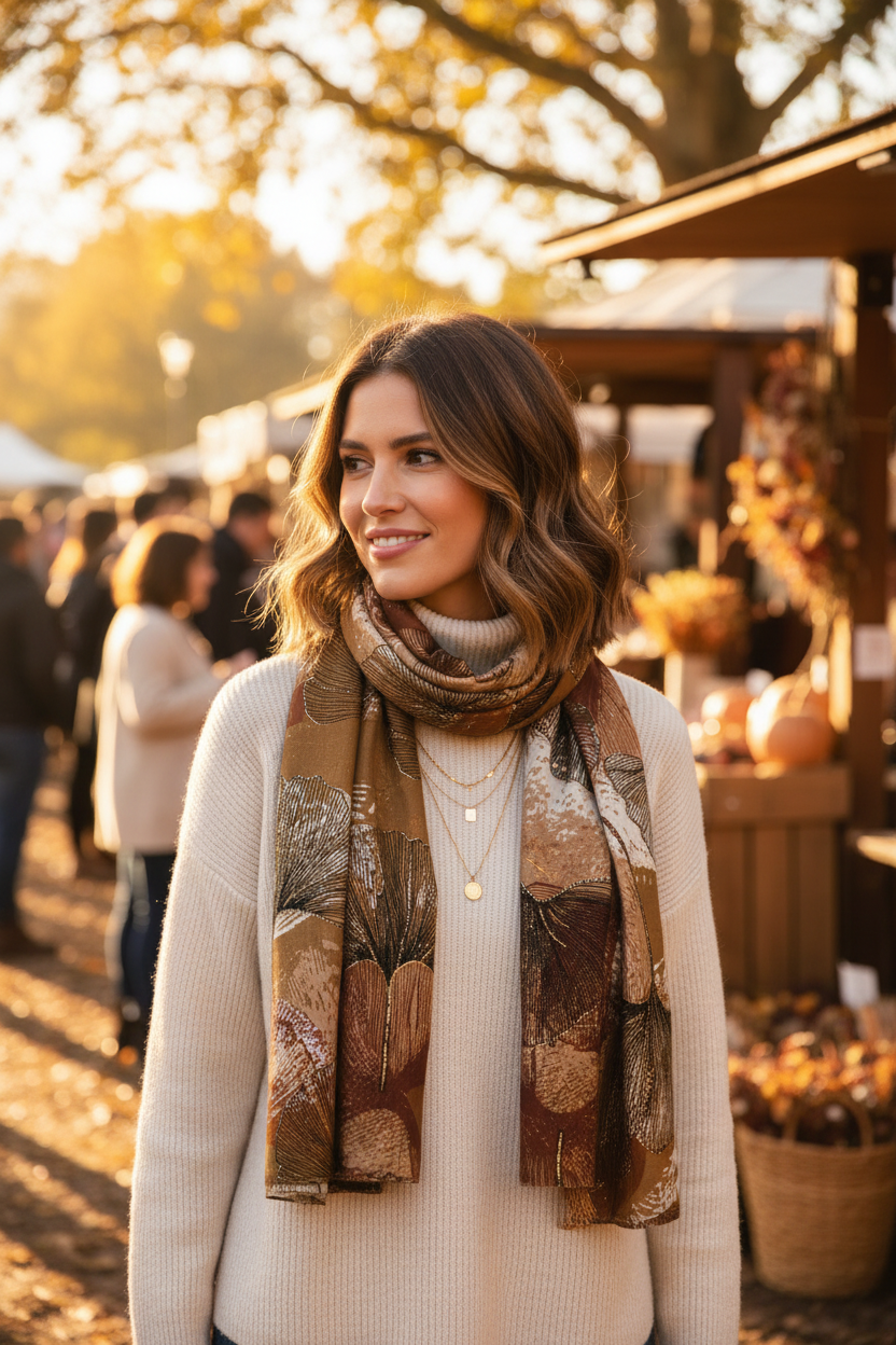 Tawny Ginkgo Scarf - Market