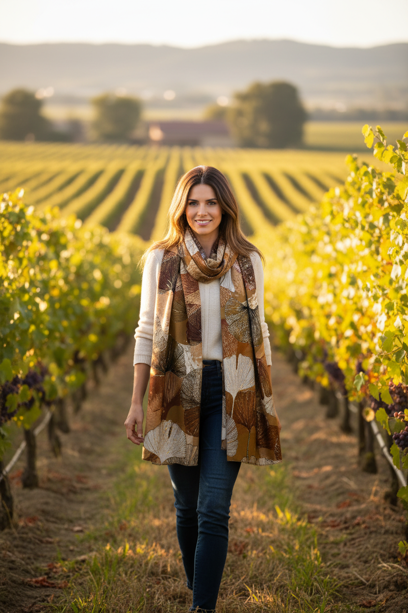 Tawny Ginkgo Scarf - Vineyard