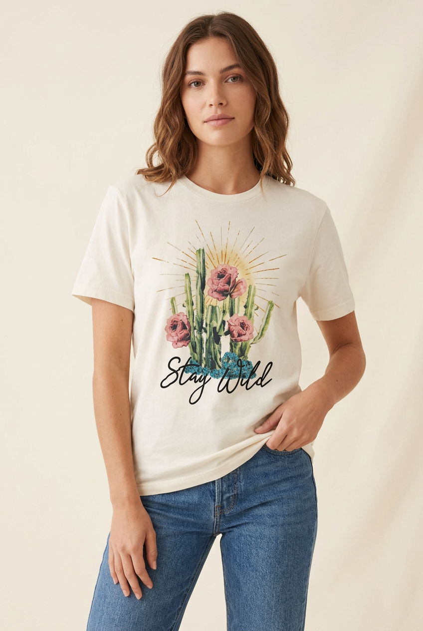 Stay Wild Cactus & Bloom Graphic Tee