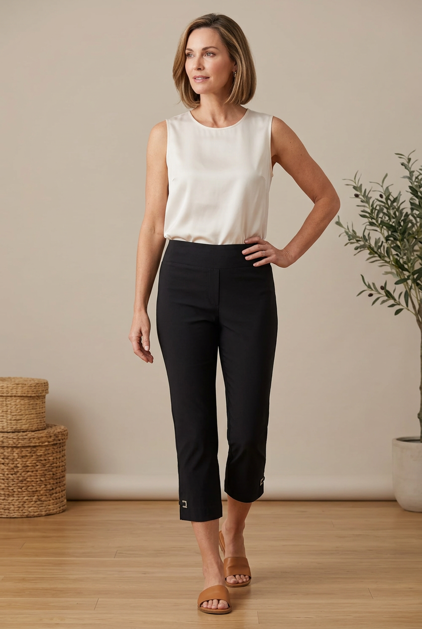Ethyl - Simply Polished Black Capris - Black