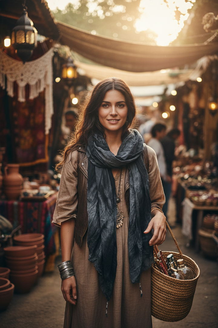 Tie-Dye Black Scarf - Market