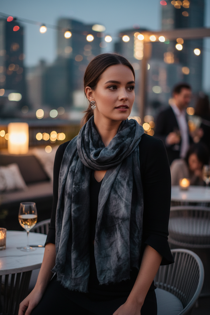 Tie-Dye Black Scarf - Rooftop