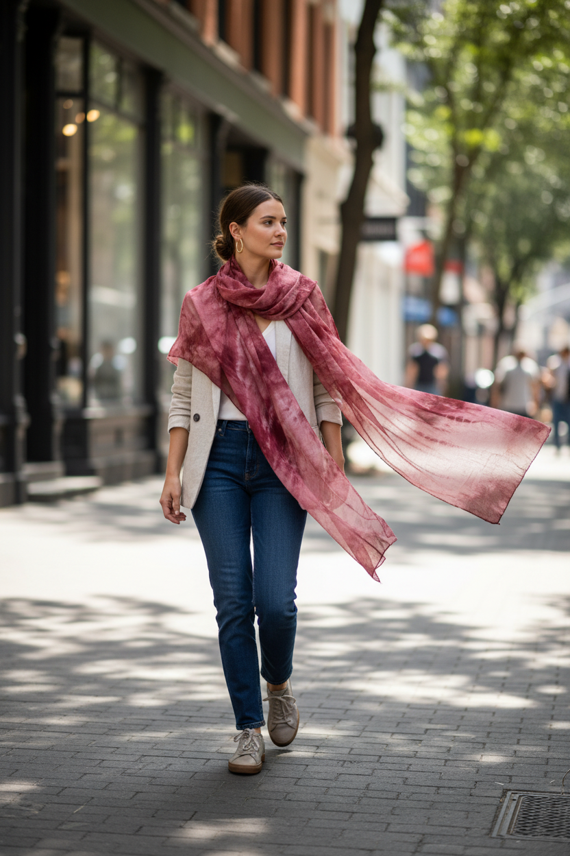 Tie-Dye Red Scarf - Street