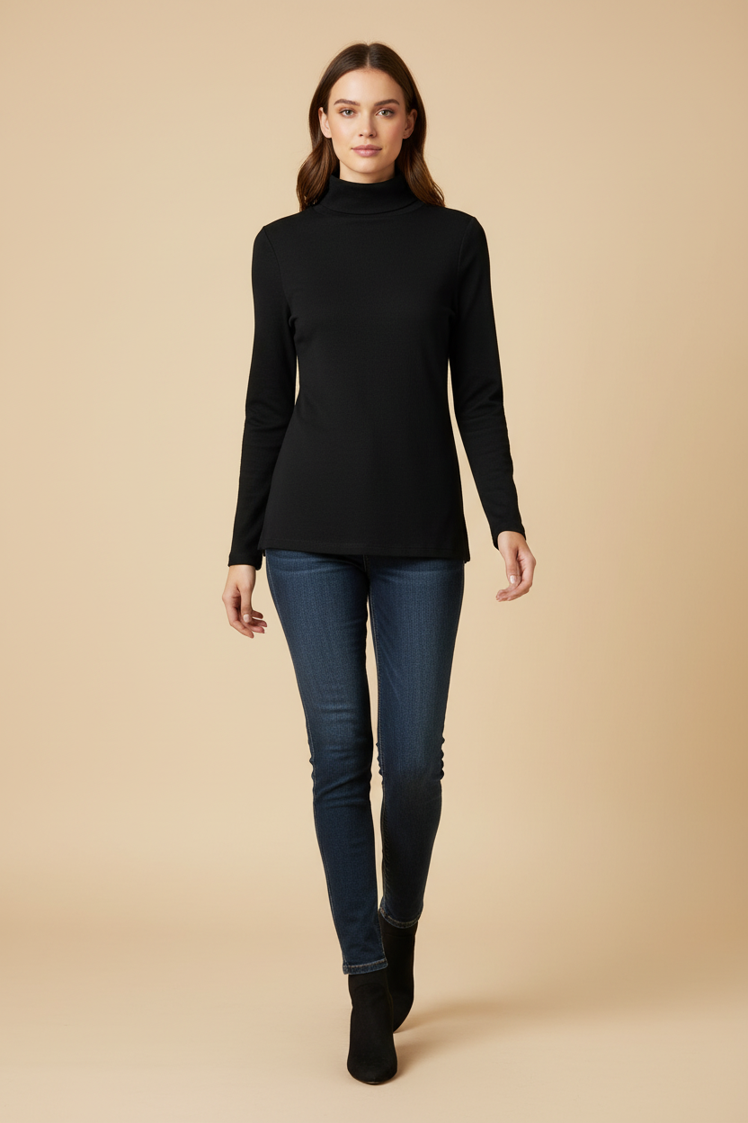 Black Cowl-Neck Long-Sleeve Top Freezie F67933