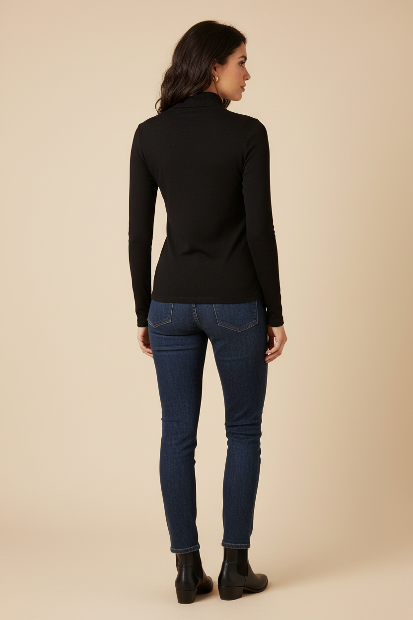 Black Cowl-Neck Long-Sleeve Top Freezie F67933